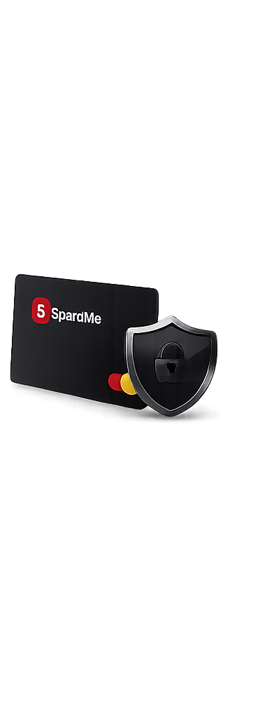 Secure SpareMe payment card and shield